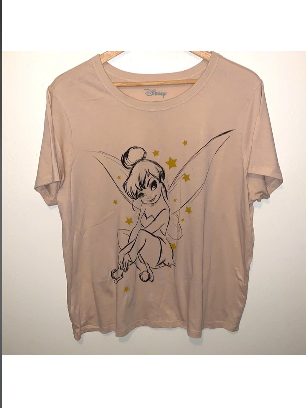 Women’s Disney Tan & Black Tinkerbell Graphic Tee. Size XXl